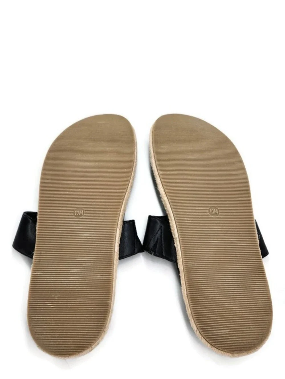 Joie Nacho Black Vegan Slide-On Thong Braided Jute Espadrille Flat Sandals
